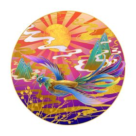 国潮凤凰插画烫金火