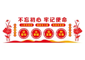 党建文化墙标语不忘初心浮雕室