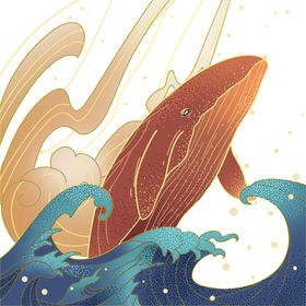 中国风插画梦幻潮山水潮海报