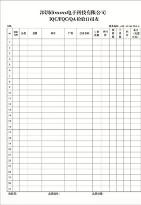 检验日报表