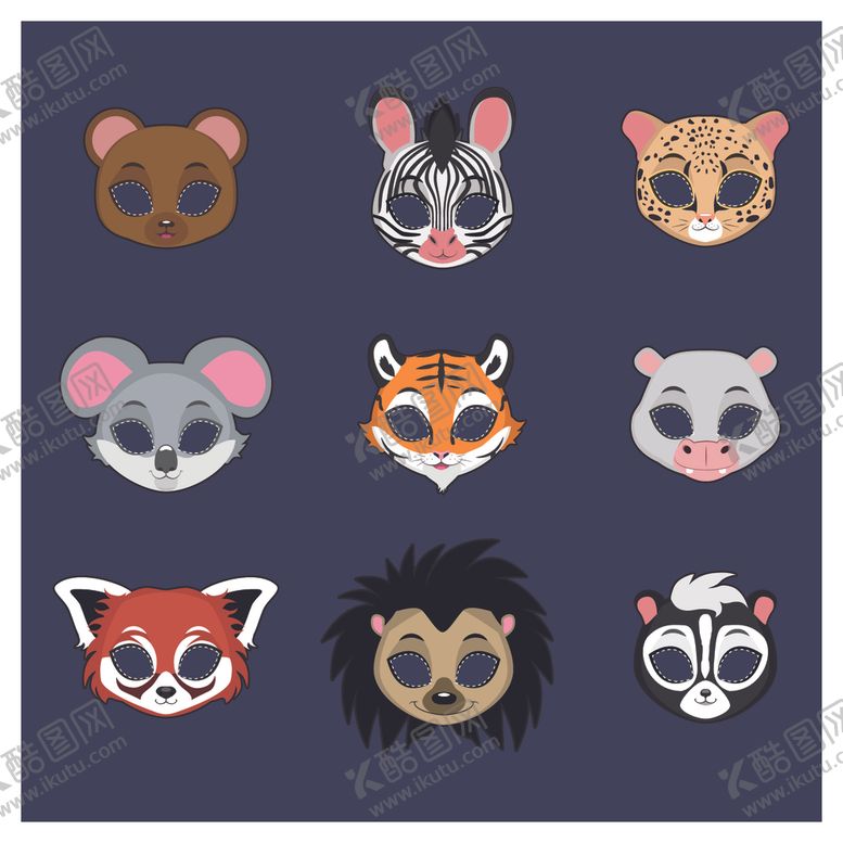 编号：31847410311814217261【酷图网】源文件下载-可爱动物头像图案集合