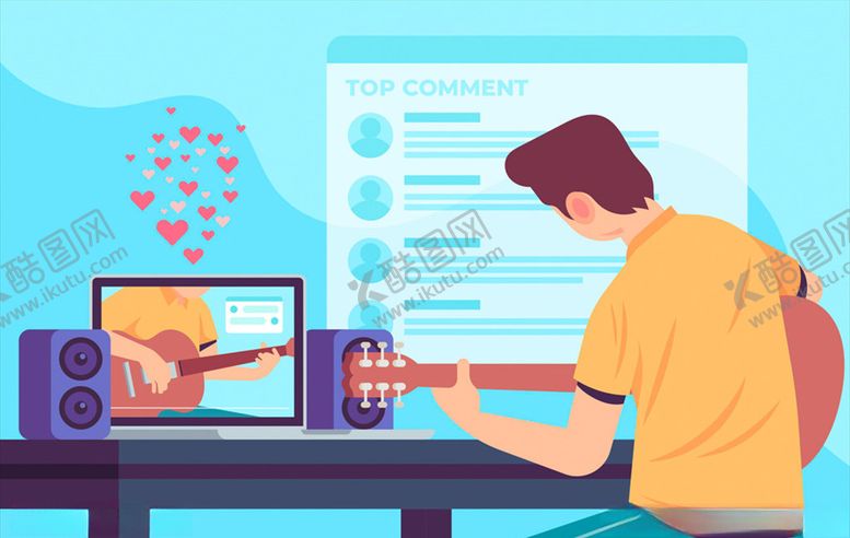 编号：27488909241128244806【酷图网】源文件下载-直播演奏吉他的男子