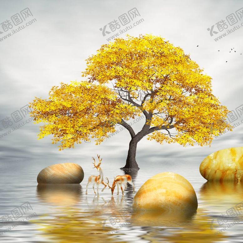 编号：24609912050632412438【酷图网】源文件下载-发财树圆形装饰画
