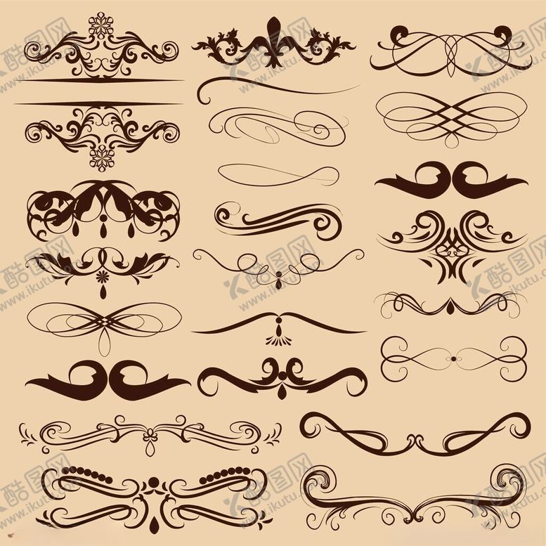 编号：68645911142320453814【酷图网】源文件下载-复古装饰性花纹设计元素