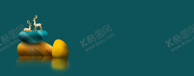 编号：95394806232130516656【酷图网】源文件下载-新中式墨绿色金色立体麋鹿装饰画