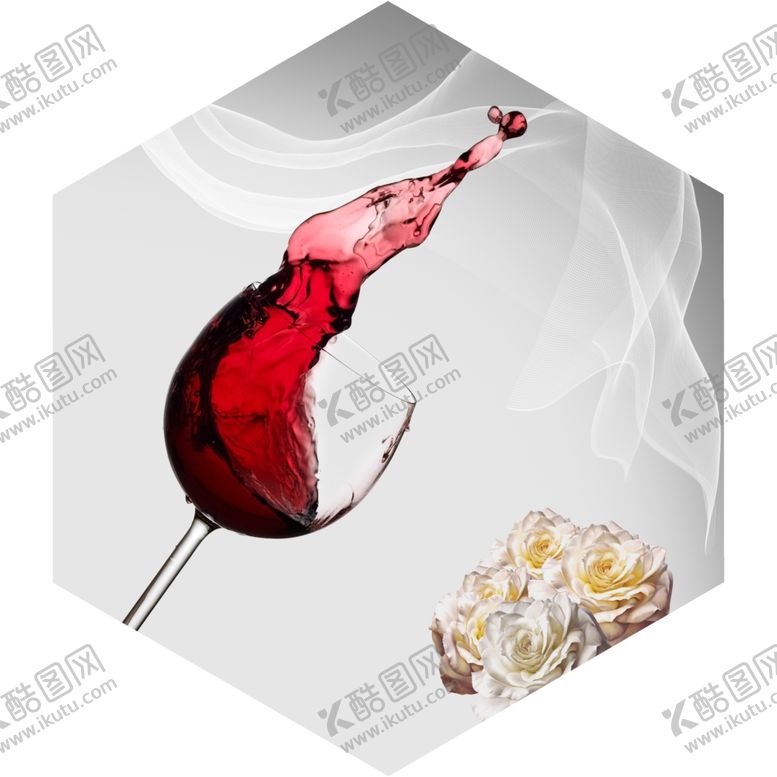 编号：88317206190227074353【酷图网】源文件下载-新中式玻璃红酒杯线条玫瑰装饰画