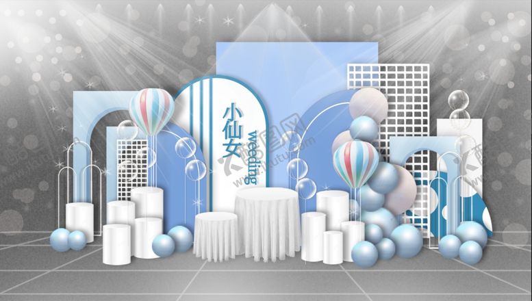编号：73727304030839288341【酷图网】源文件下载-蓝色系气球派对场景布置