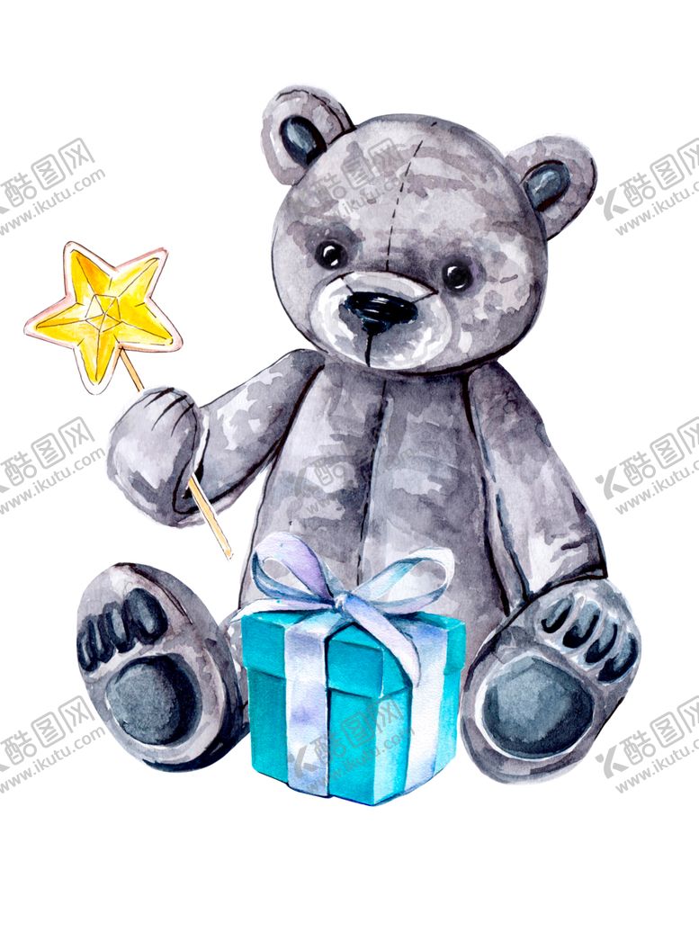 编号：58080410040842142329【酷图网】源文件下载-卡通水彩小熊