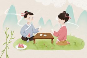 立夏中国风小朋友玩斗蛋游戏