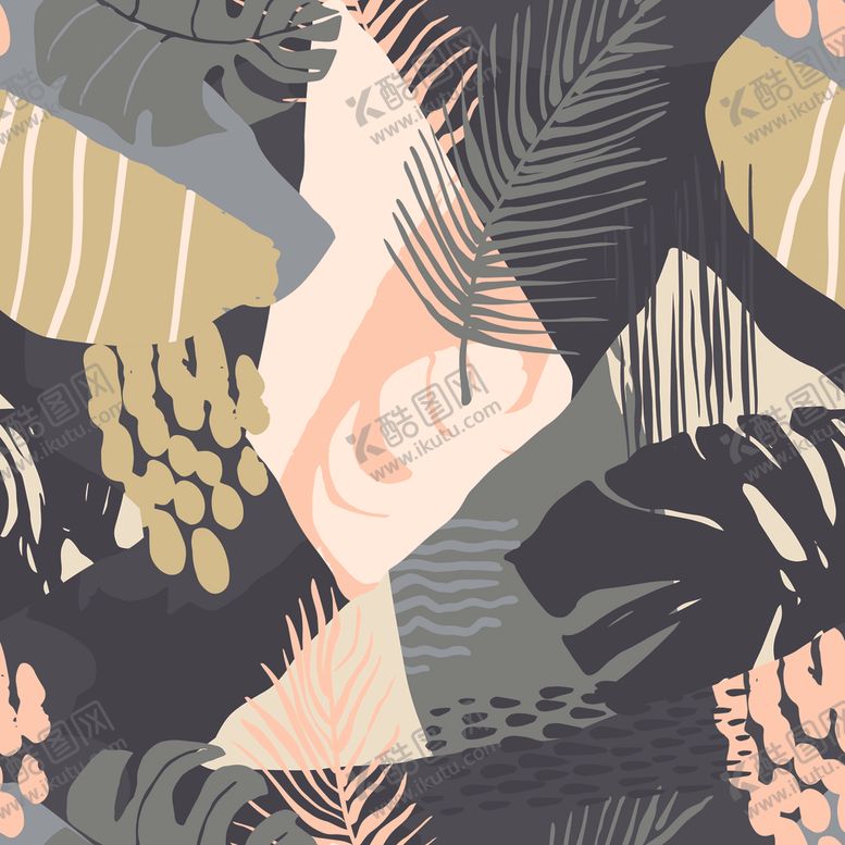 编号：63886110291507279278【酷图网】源文件下载-叶子花卉无缝图案