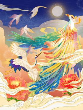 中国风百鸟朝凤凤凰