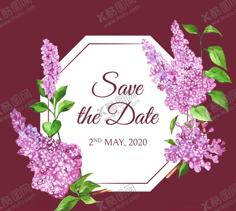 编号：44174409271356542658【酷图网】源文件下载-丁香花婚礼邀请海报