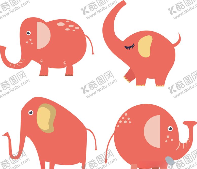 编号：26040010082107171819【酷图网】源文件下载-粉色扁平化大象可爱卡通动物