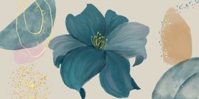 蓝色花卉插画艺术作品