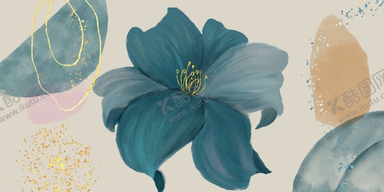 编号：43020211241924597514【酷图网】源文件下载-蓝色花卉插画艺术作品