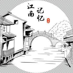 圆形装饰画风景背景墙创意背景中式风格现代简约