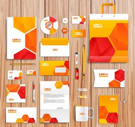 橙白几何风企业VI设计套件