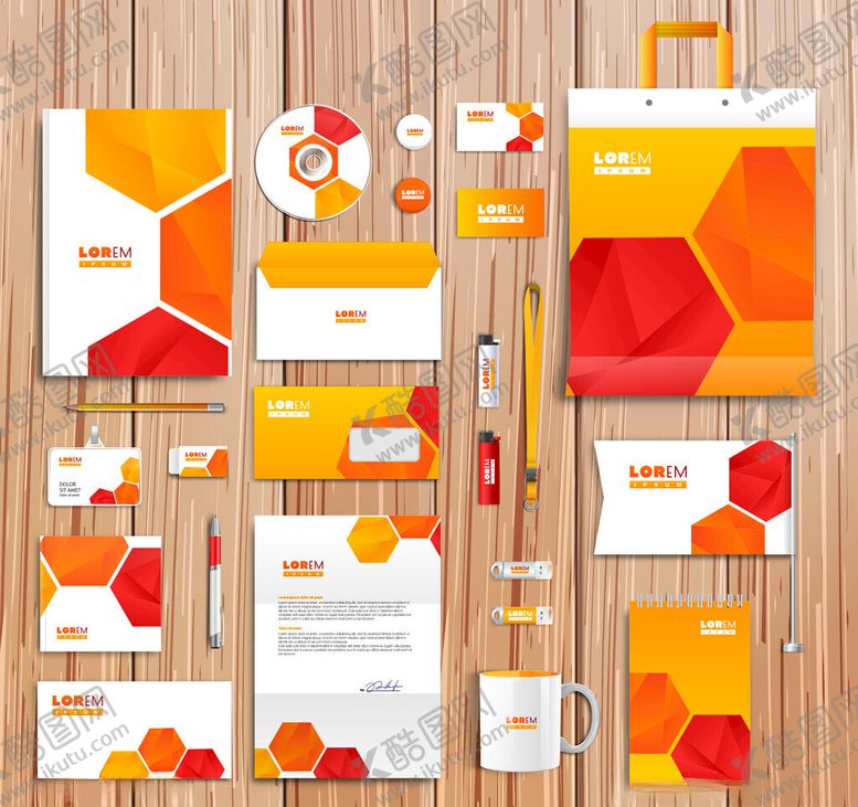编号：85101004202153565902【酷图网】源文件下载-橙白几何风企业VI设计套件