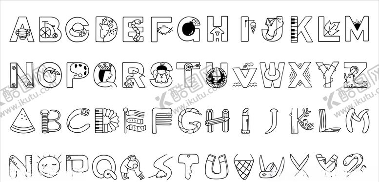 编号：24905510120508529412【酷图网】源文件下载-可爱英文字母