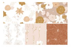 复古花卉几何图案素材集