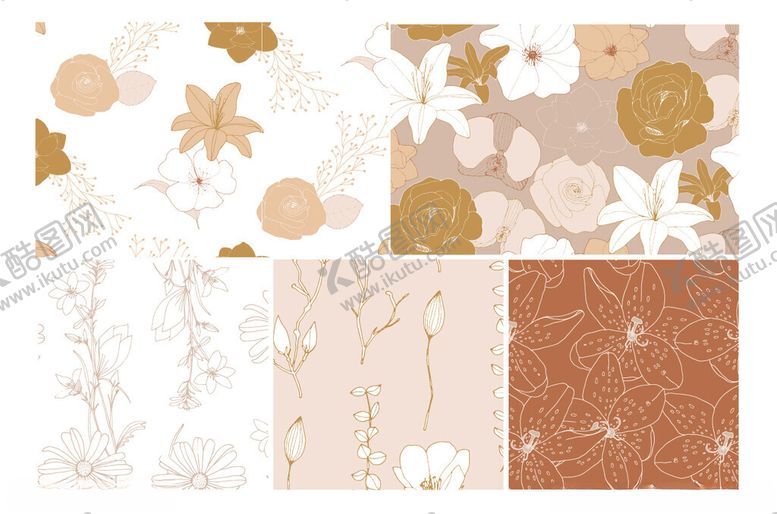 编号：93666511181920517808【酷图网】源文件下载-复古花卉几何图案素材集