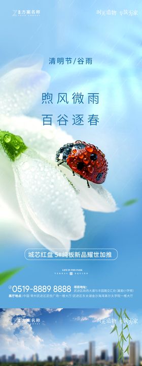 谷雨清明节雨水节气系列海报