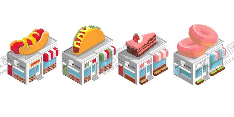 编号：64787112101230463504【酷图网】源文件下载-外卖美食餐馆卡通立体元素