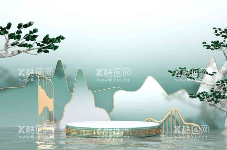 编号：75441911241443097429【酷图网】源文件下载-水墨国风展台背景