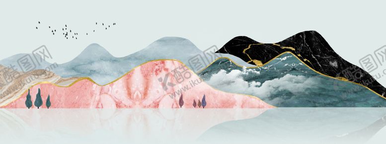 编号：58587606251236546287【酷图网】源文件下载-新中式江南风景山水装饰画