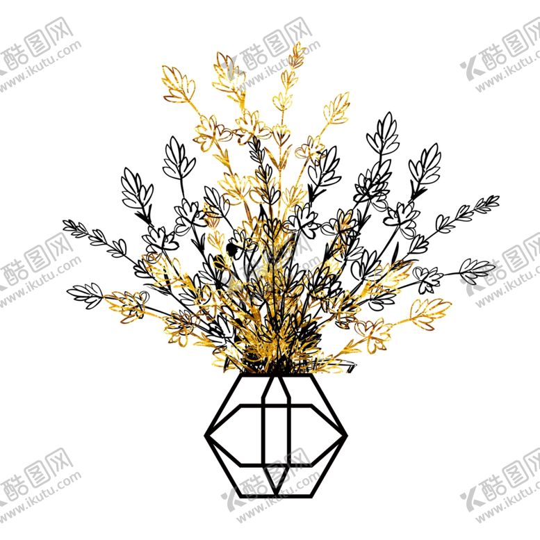 编号：97574109191058225180【酷图网】源文件下载-金箔装饰花瓶元素