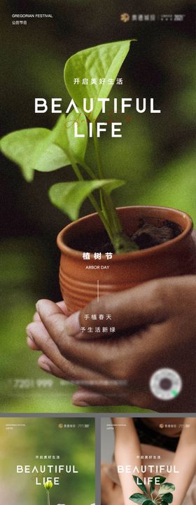 植树节树苗系列海报