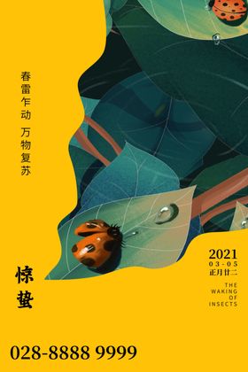 中国水墨风24节气惊蛰节气海报