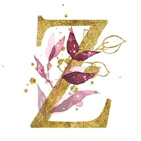 手绘水彩花卉英文字母logo