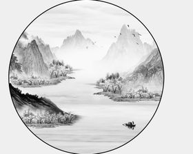 黑白流动的抽象水墨画