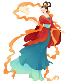 中秋国潮嫦娥插画