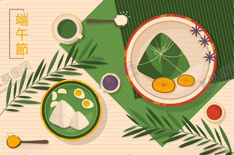 编号：73869606292102295232【酷图网】源文件下载-端午美食插画