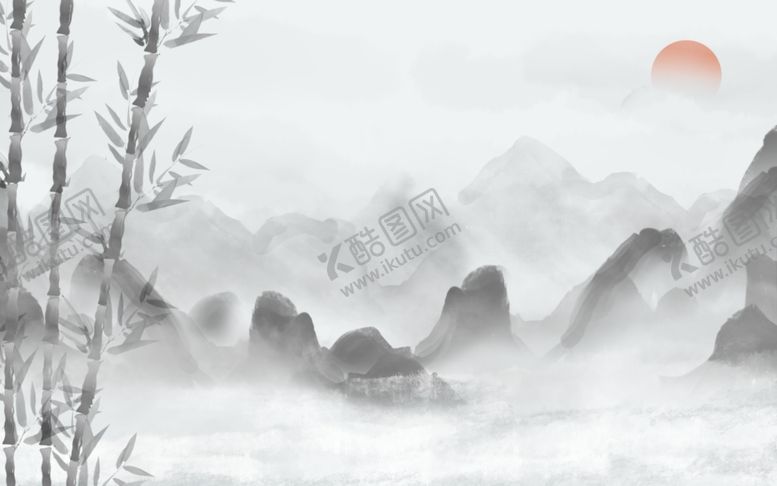 编号：97014209300552003872【酷图网】源文件下载-简约山水墨画
