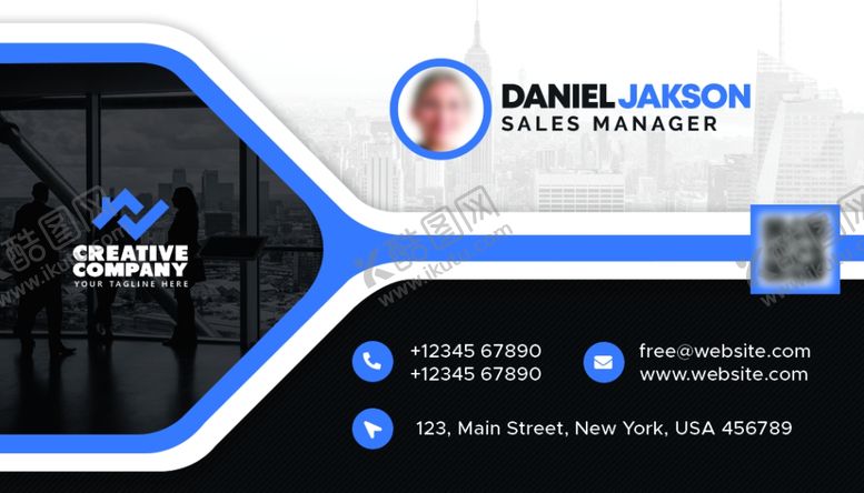 编号：13046609211036456755【酷图网】源文件下载-现代商务名片模板背面