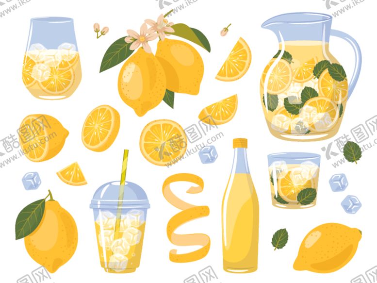 编号：14324204021558322473【酷图网】源文件下载-清新柠檬饮品插画