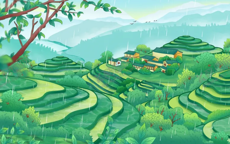 编号：75449404061416401074【酷图网】源文件下载-翠绿梯田风光如画