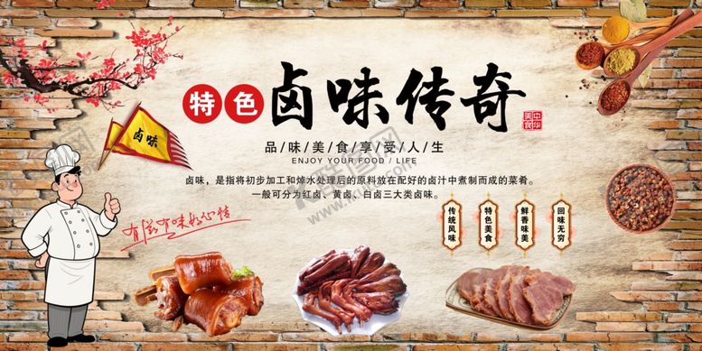 编号：50259010161005105023【酷图网】源文件下载-复古餐饮美食卤味熟食展板