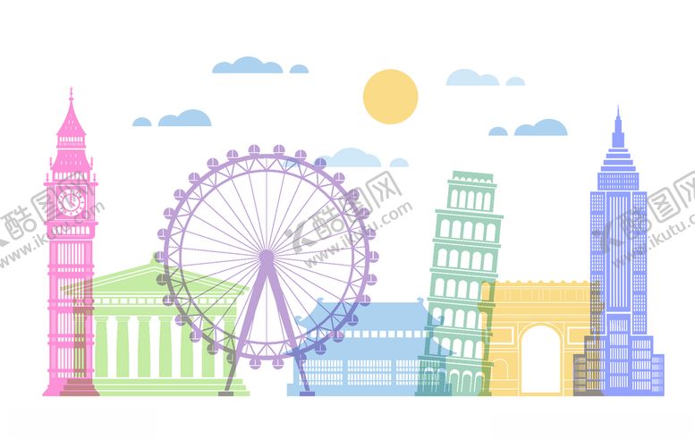 编号：27308010040946345658【酷图网】源文件下载-卡通城市天际线