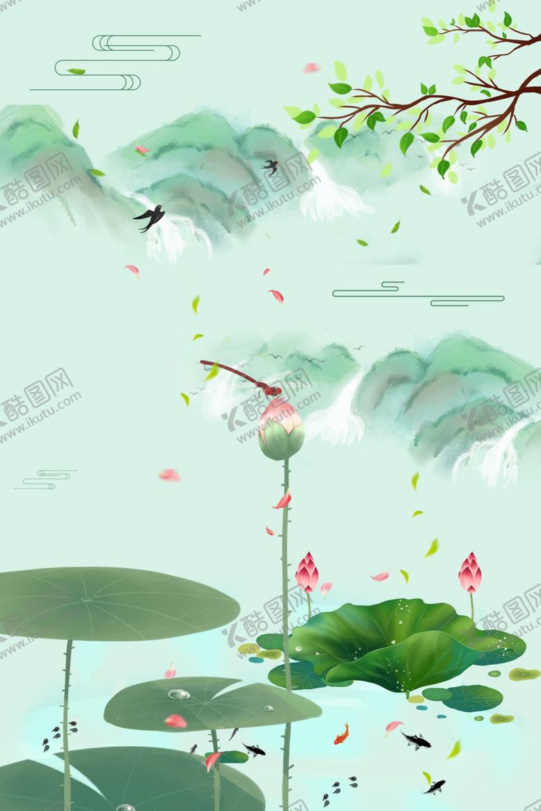 编号：87083310100836112798【酷图网】源文件下载-水墨荷花背景