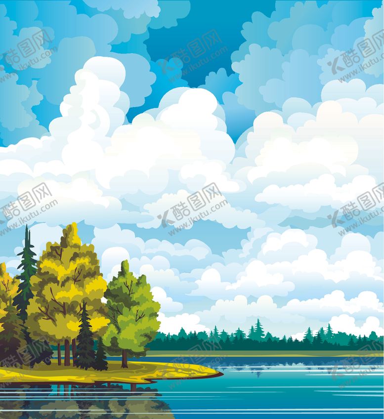 编号：40557509191508052870【酷图网】源文件下载-唯美水彩风格背景风景美景素材