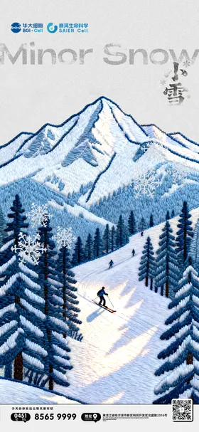 小雪节气雪山海报