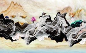 古风山水背景墙