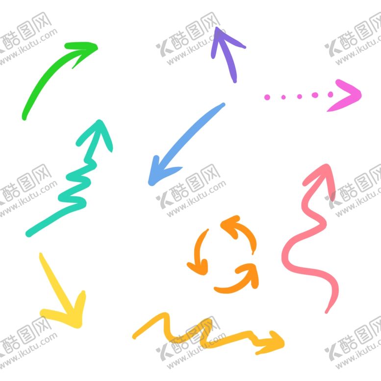 编号：88346612080718592345【酷图网】源文件下载-彩色涂鸦箭头