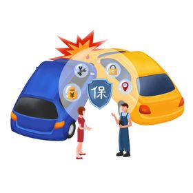 汽车卡通插画手绘海报合成素材
