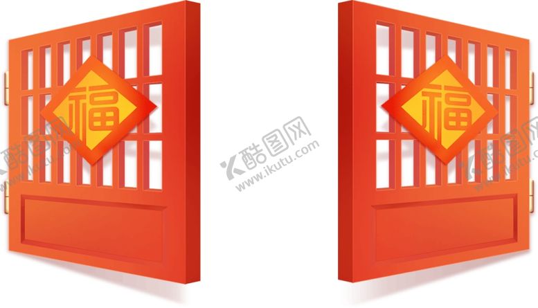 编号：18977709211512345873【酷图网】源文件下载-贴福字的门春节门