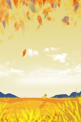 卡通秋天草地天空池塘背景